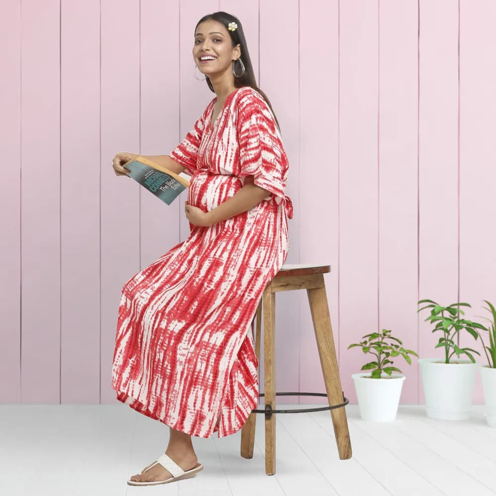 Maternity Kftan Maxi Dress - Shibori - L